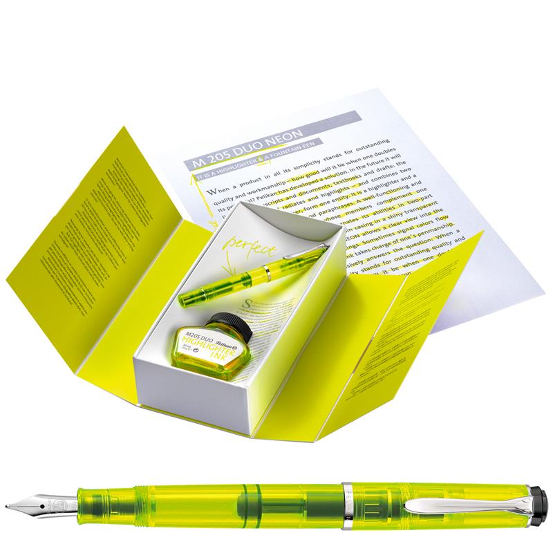 Pelikan M205 DUO Highlighter Neon Yellow 2021Fountain Pen - Stilografica